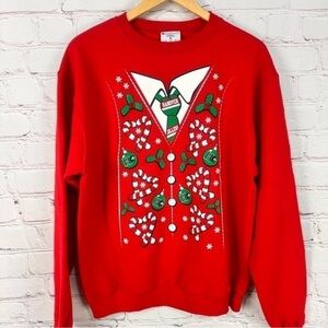 Vintage crewneck Women’s Christmas sweatshirt red white green Champion medium